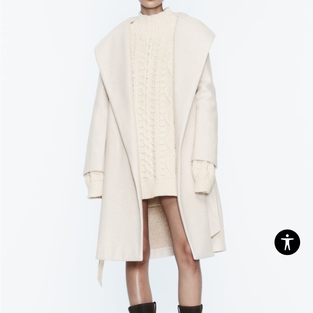 Zara wrap hooded coat